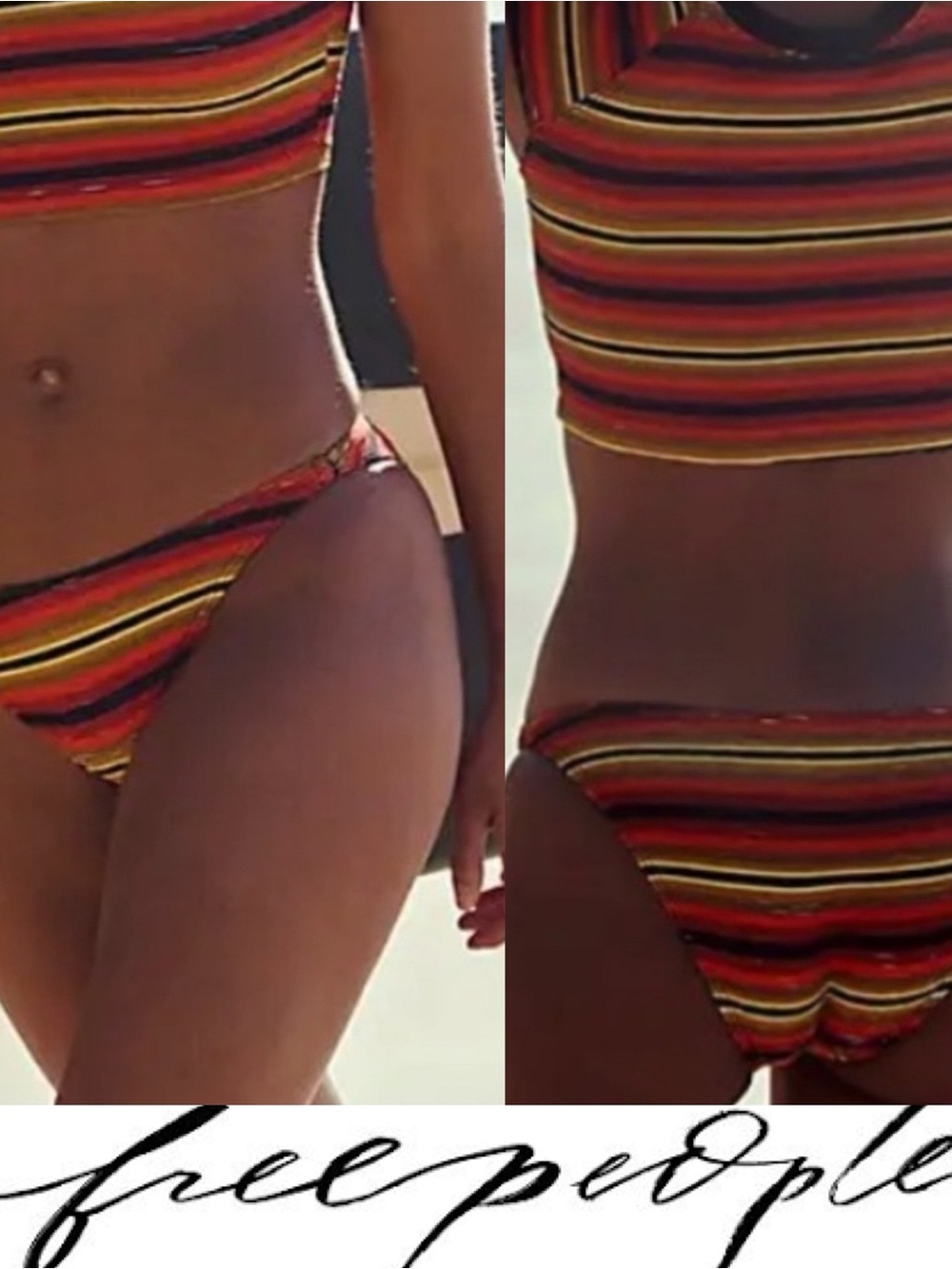 Free People The Sonny Bikini Bottom in Sunrise Stripe ❤️ NWOT Size M